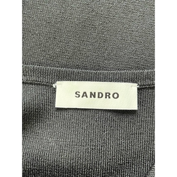 Sandro   Black Halter Neck Body-Con Mini  Ribbed Dress- Size 34- NWOT - Picture 8 of 11